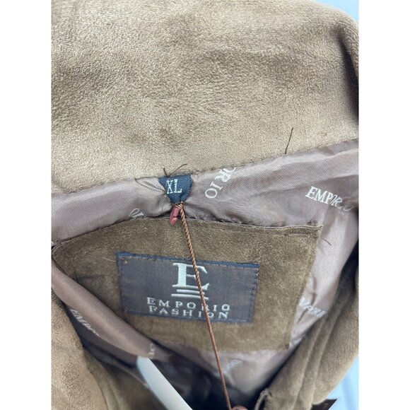 Emporio Fashion Men's Faux Suede Leather Jacket Camel Brown Size XL New - Picture 7 of 9